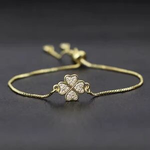 Gold Clover Bracelet with Sparkling Accents